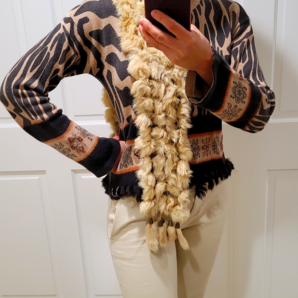 Champagne color rabbit fur scarf